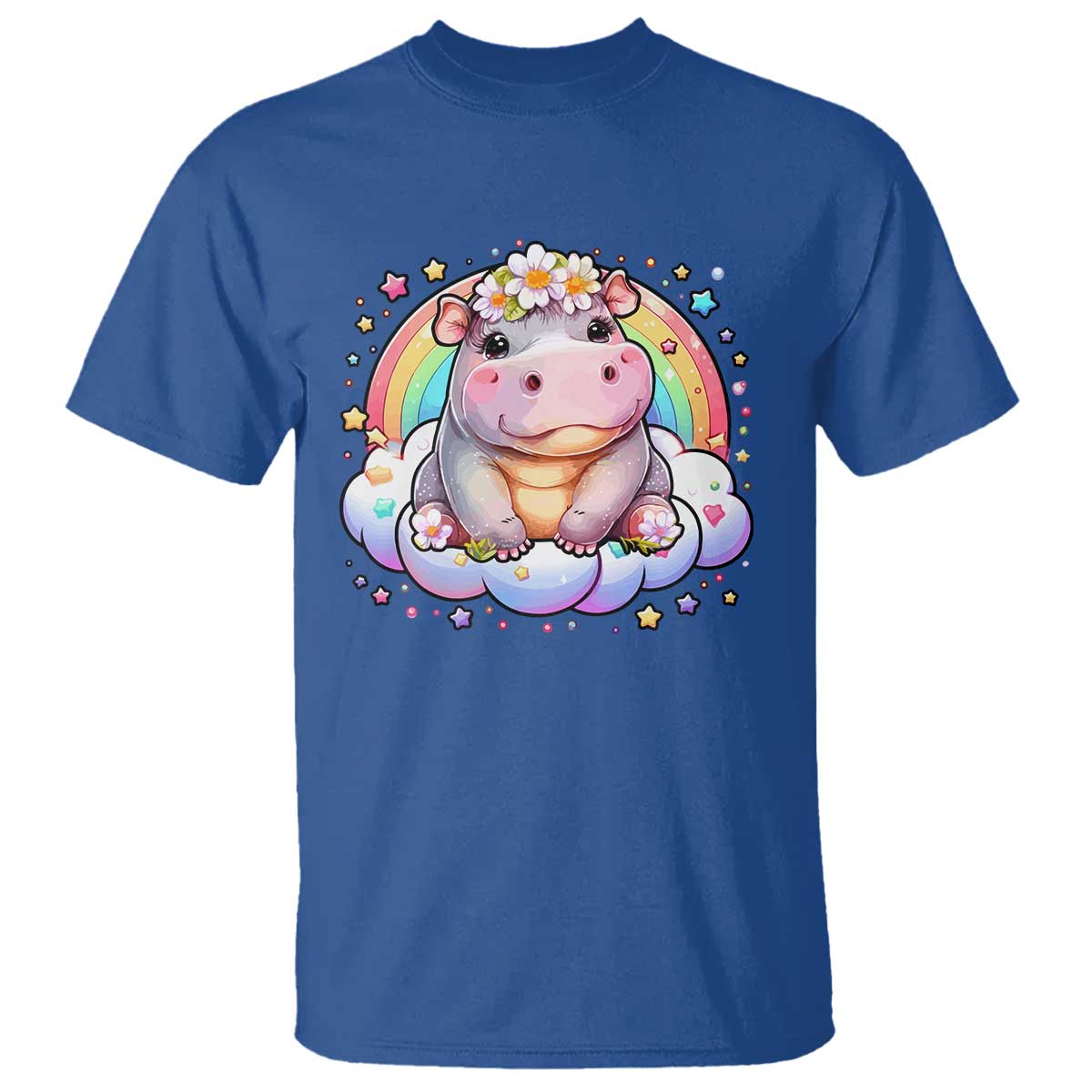 Cute Baby Pygmy Hippo Pastel Rainbow T Shirt - Wonder Print Shop