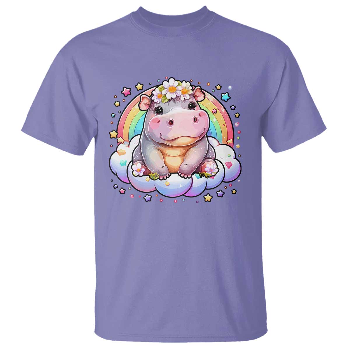 Cute Baby Pygmy Hippo Pastel Rainbow T Shirt - Wonder Print Shop