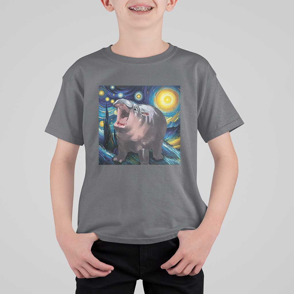 Funny Baby Pygmy Hippo Thailand T Shirt For Kid Starry Night MooDeng Meme - Wonder Print Shop