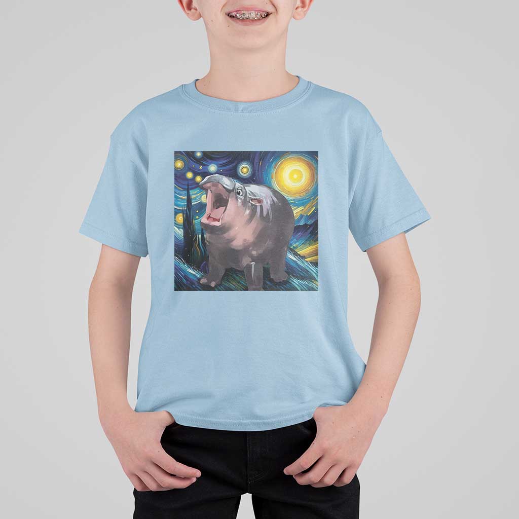 Funny Baby Pygmy Hippo Thailand T Shirt For Kid Starry Night MooDeng Meme - Wonder Print Shop