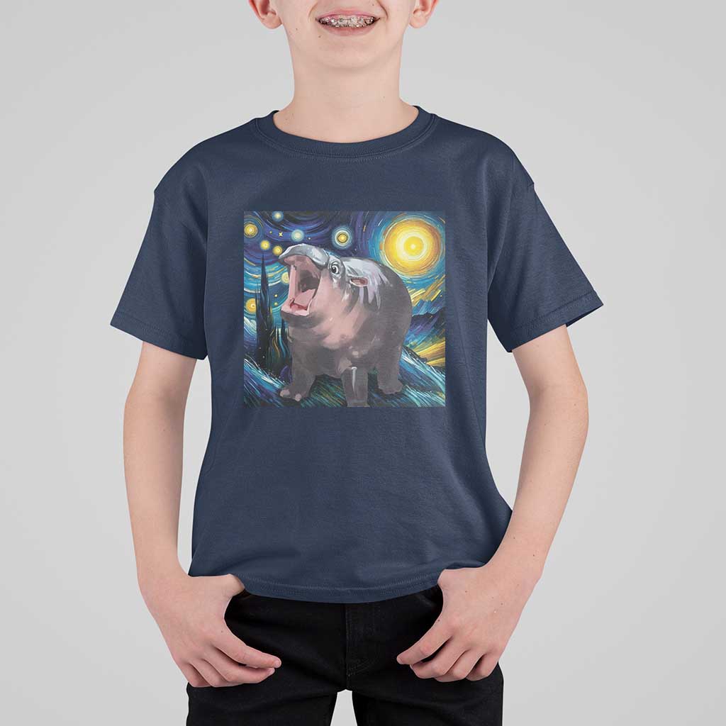 Funny Baby Pygmy Hippo Thailand T Shirt For Kid Starry Night MooDeng Meme - Wonder Print Shop
