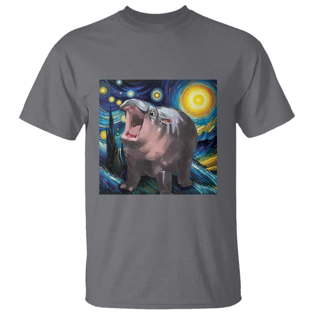 Funny Baby Pygmy Hippo Thailand T Shirt Starry Night MooDeng Meme - Wonder Print Shop
