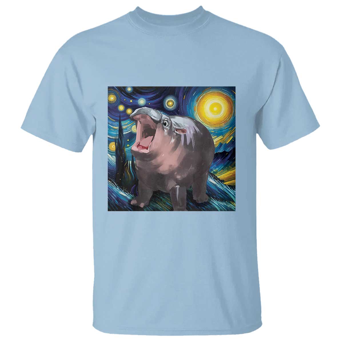Funny Baby Pygmy Hippo Thailand T Shirt Starry Night MooDeng Meme - Wonder Print Shop