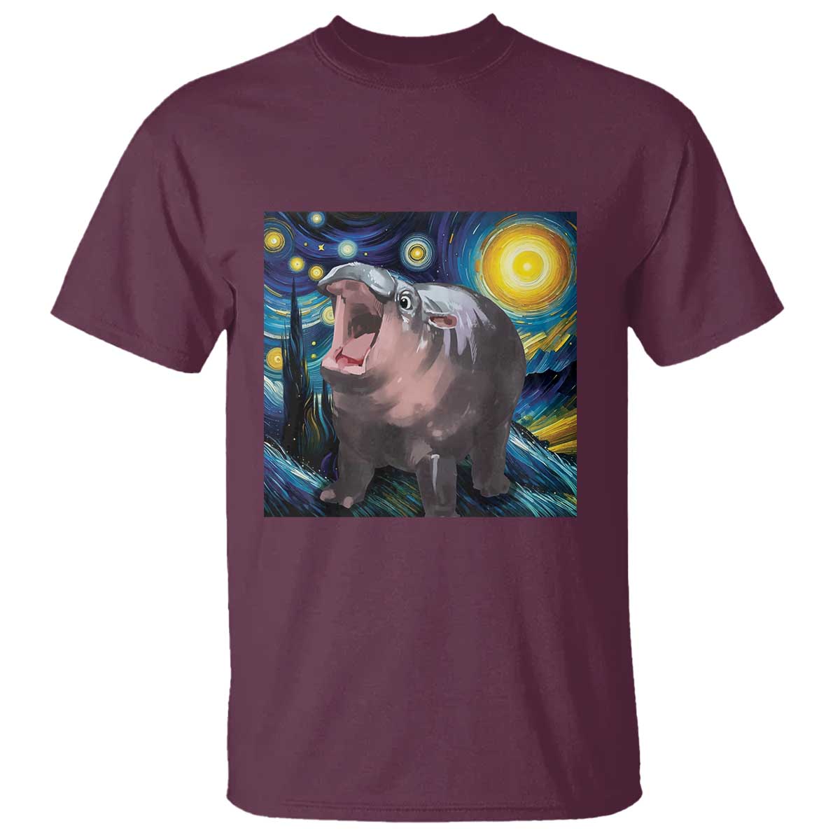Funny Baby Pygmy Hippo Thailand T Shirt Starry Night MooDeng Meme - Wonder Print Shop