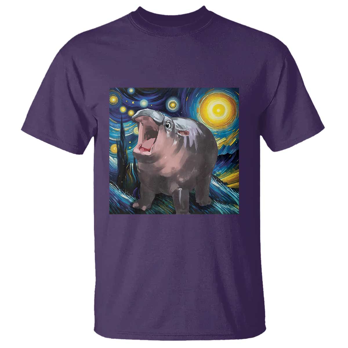 Funny Baby Pygmy Hippo Thailand T Shirt Starry Night MooDeng Meme - Wonder Print Shop