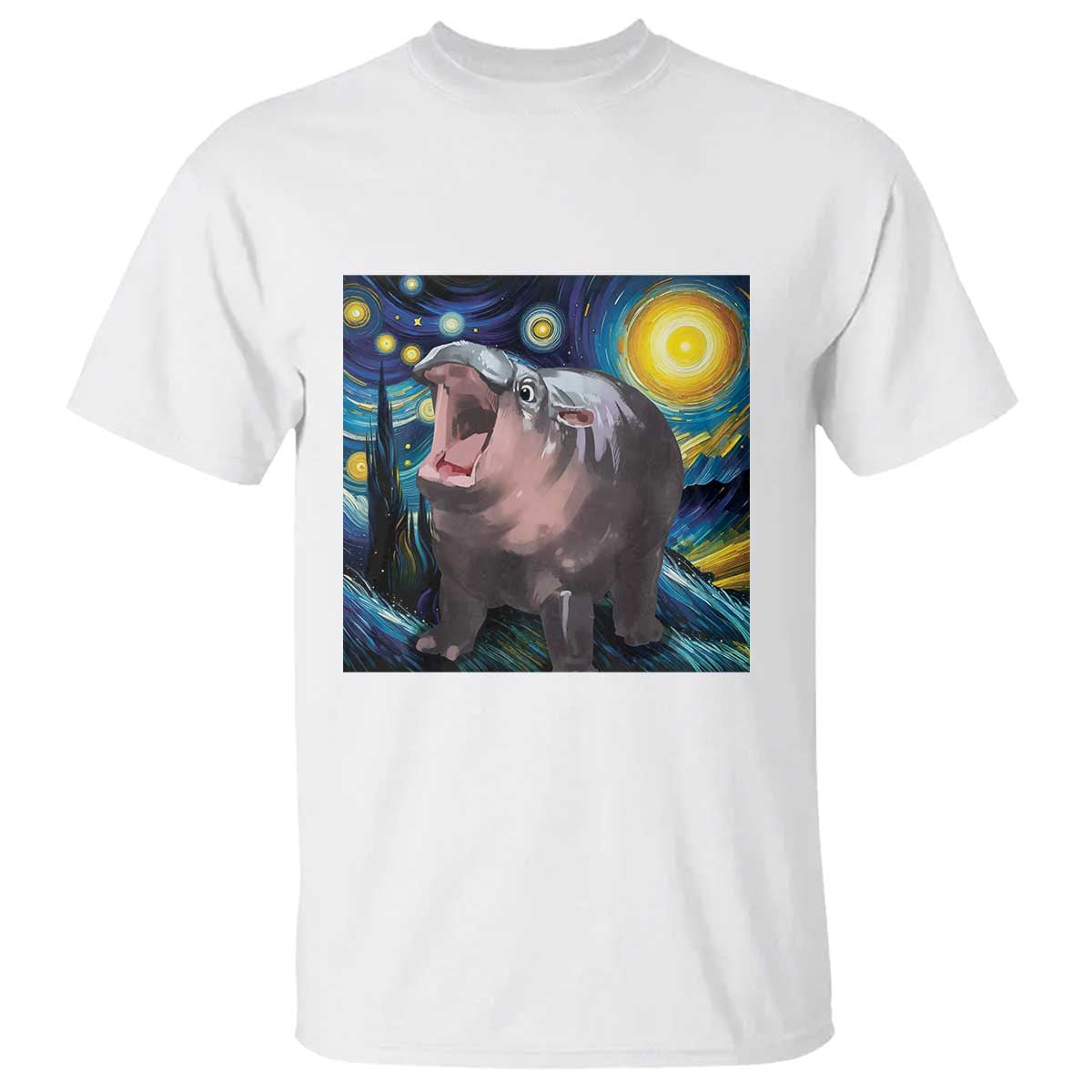 Funny Baby Pygmy Hippo Thailand T Shirt Starry Night MooDeng Meme - Wonder Print Shop