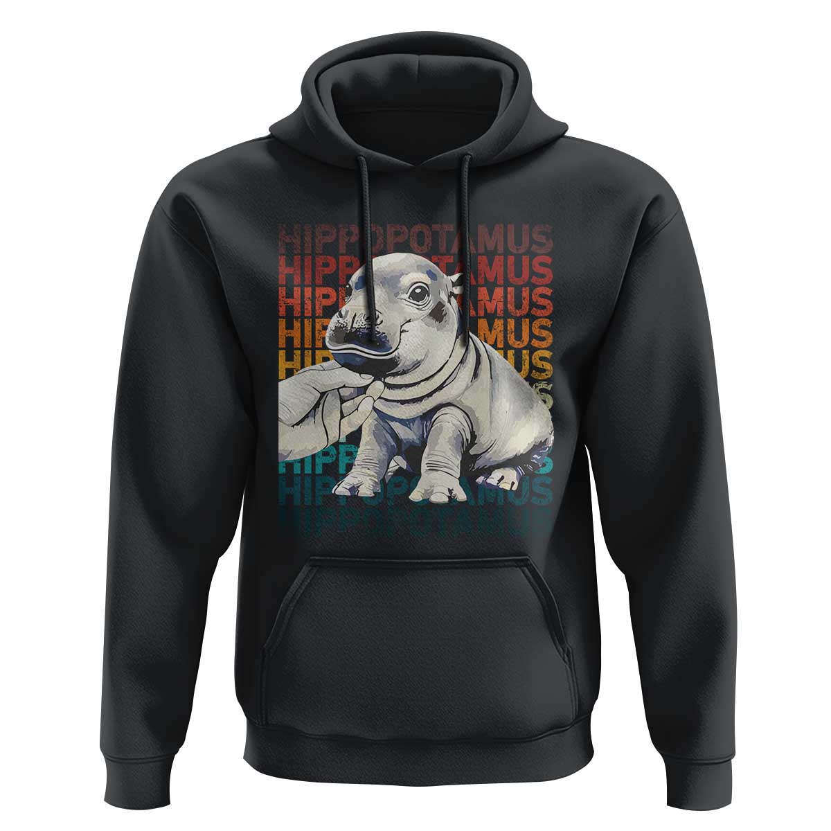 Hippo Lover Hoodie Retro Vintage Baby Pygmy Hippopotamus