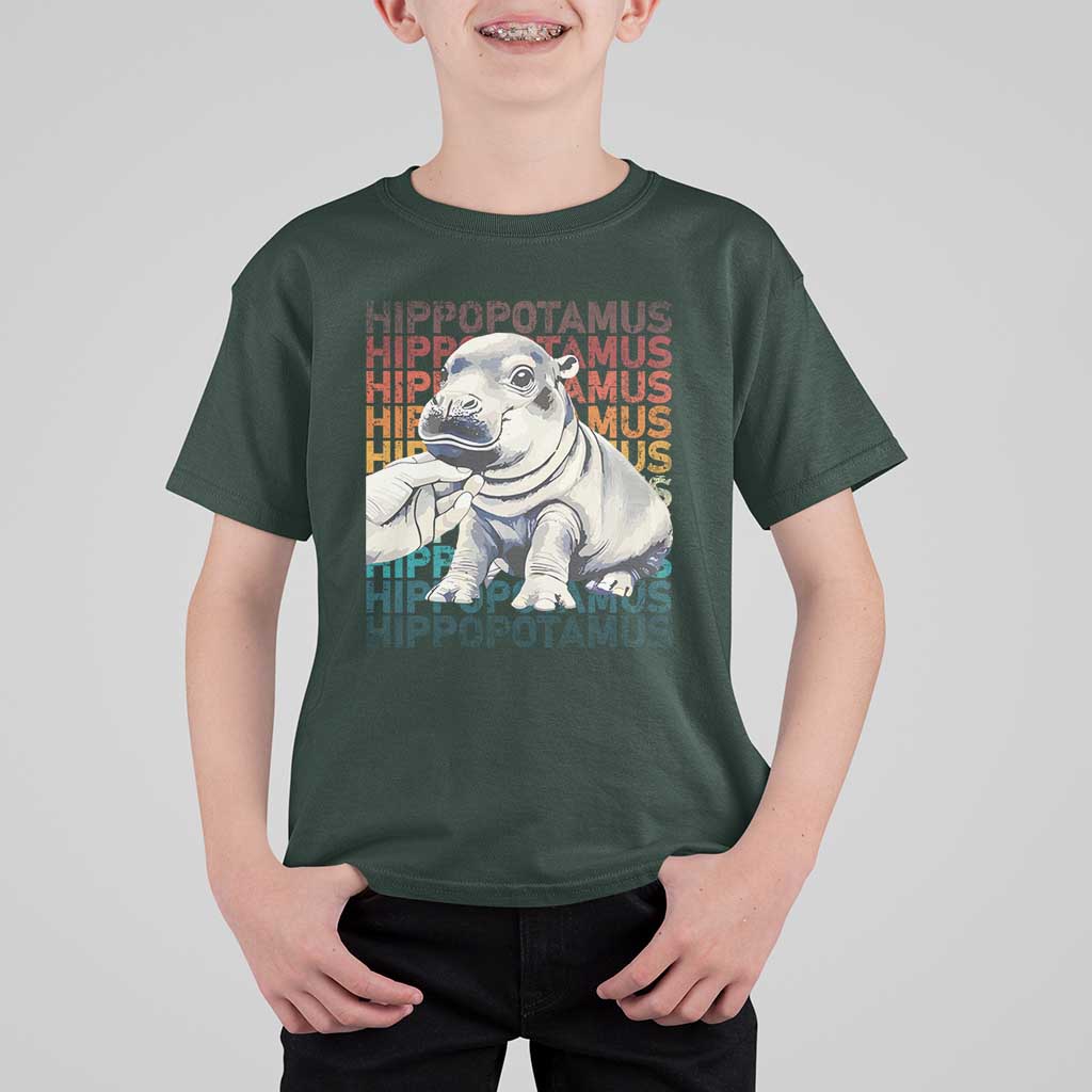Hippo Lover T Shirt For Kid Retro Vintage Baby Pygmy Hippopotamus - Wonder Print Shop