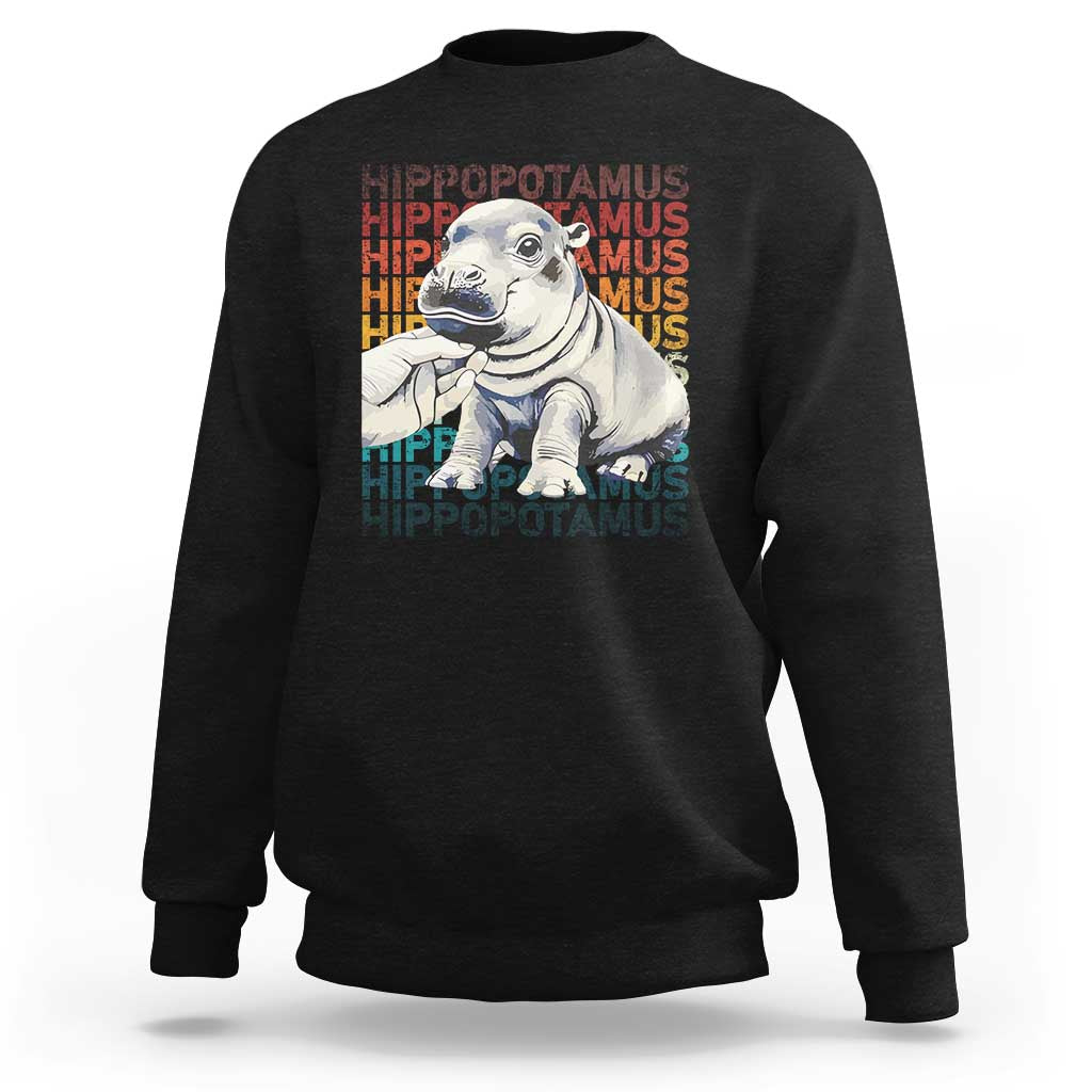 Hippo Lover Sweatshirt Retro Vintage Baby Pygmy Hippopotamus - Wonder Print Shop