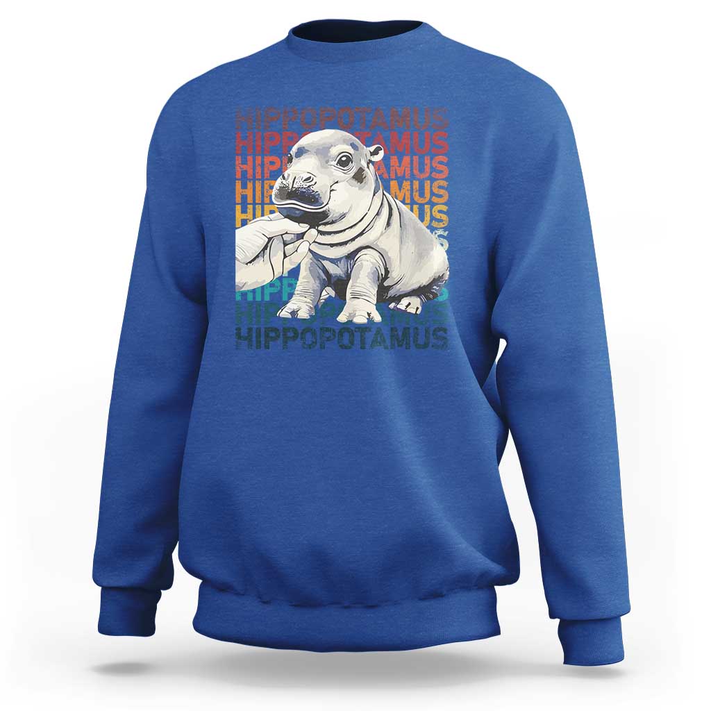 Hippo Lover Sweatshirt Retro Vintage Baby Pygmy Hippopotamus - Wonder Print Shop