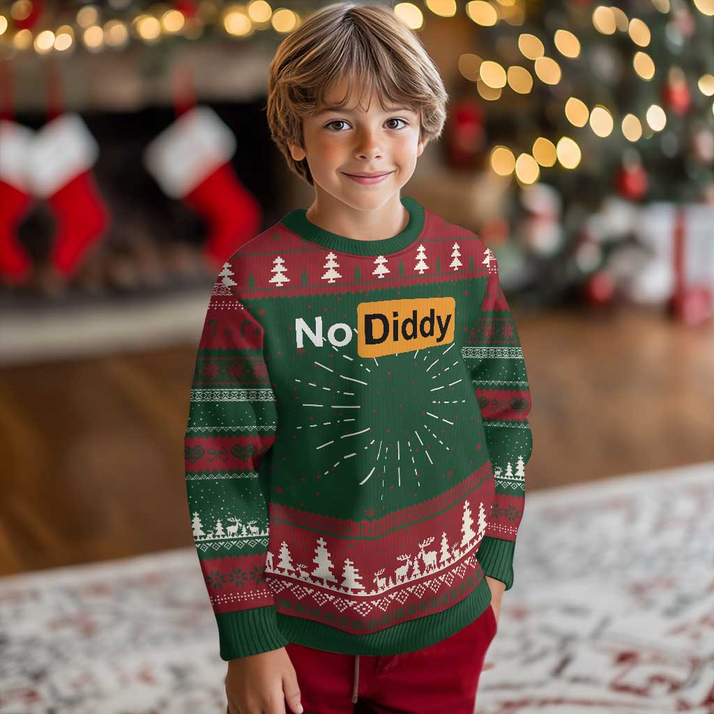 No Diddy Ugly Christmas Sweater Funny Sarcastic Diddy Party - Wonder Print Shop