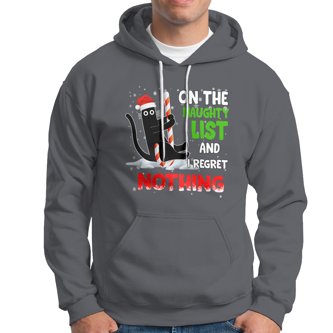 On The Naughty List And I Regret Nothing Funny Cat Lover Hoodie - Wonder Print Shop