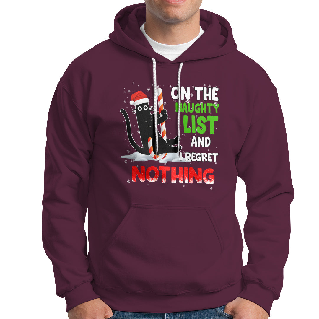 On The Naughty List And I Regret Nothing Funny Cat Lover Hoodie - Wonder Print Shop
