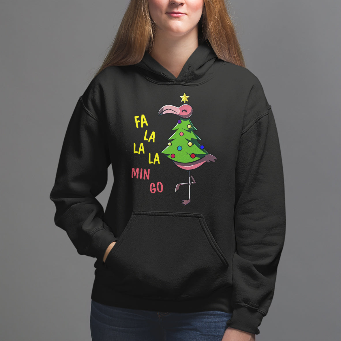 Fa La La Mingo Flamingo Hawaiian Christmas Tree Hoodie - Wonder Print Shop
