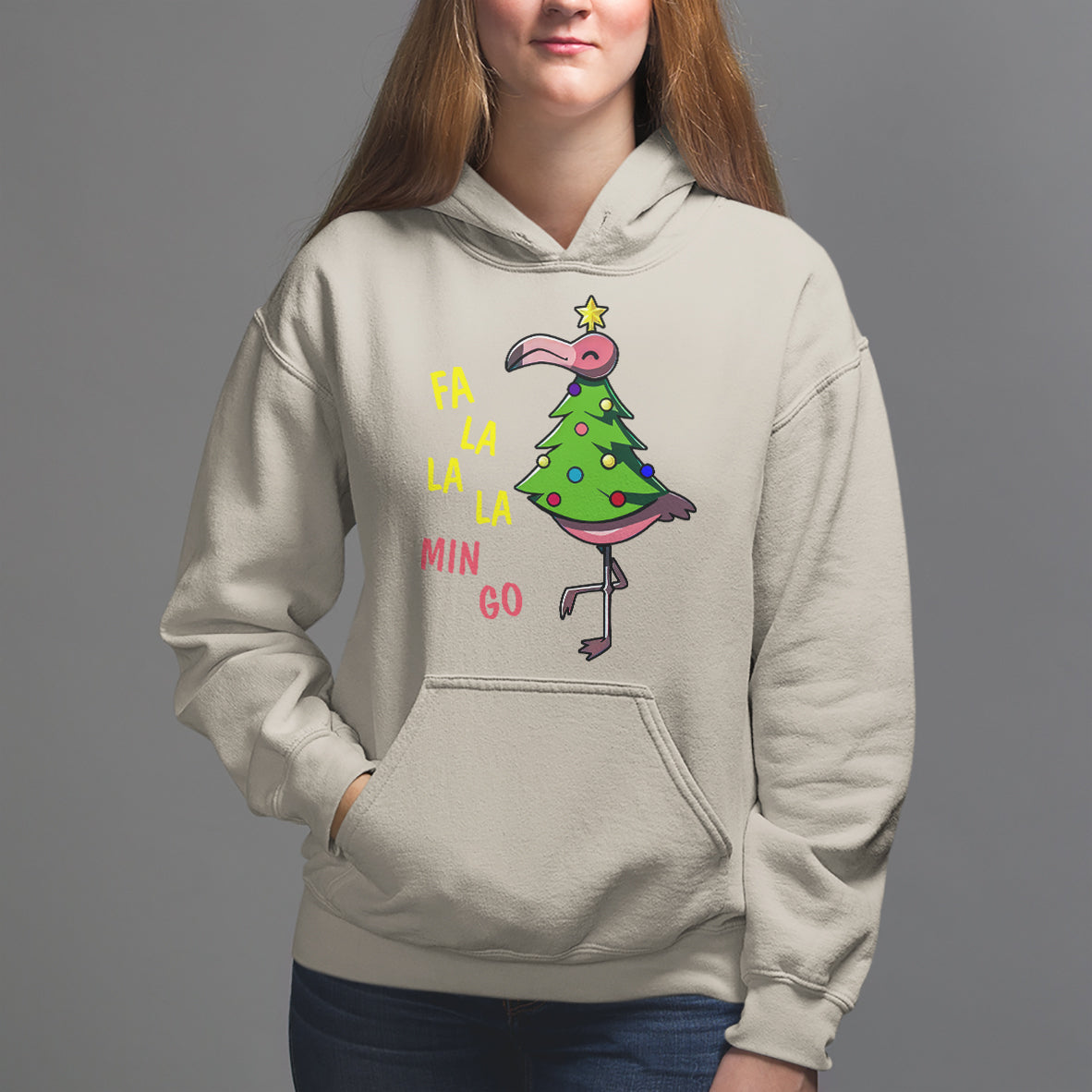 Fa La La Mingo Flamingo Hawaiian Christmas Tree Hoodie - Wonder Print Shop