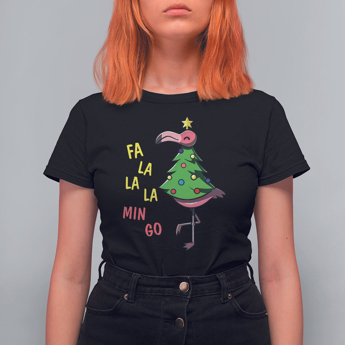Fa La La Mingo Flamingo Hawaiian Christmas Tree T Shirt - Wonder Print Shop