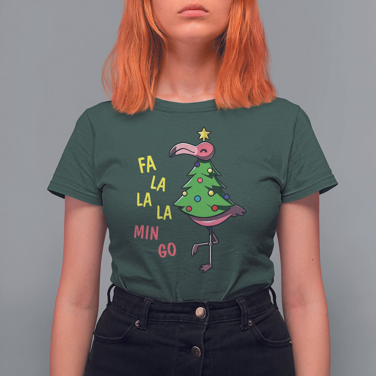 Fa La La Mingo Flamingo Hawaiian Christmas Tree T Shirt - Wonder Print Shop