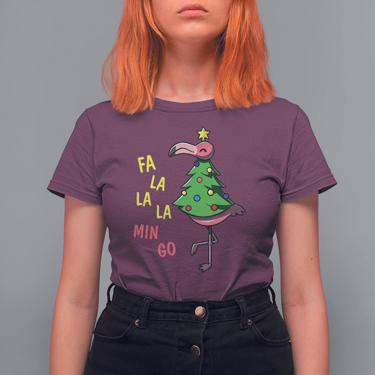 Fa La La Mingo Flamingo Hawaiian Christmas Tree T Shirt - Wonder Print Shop