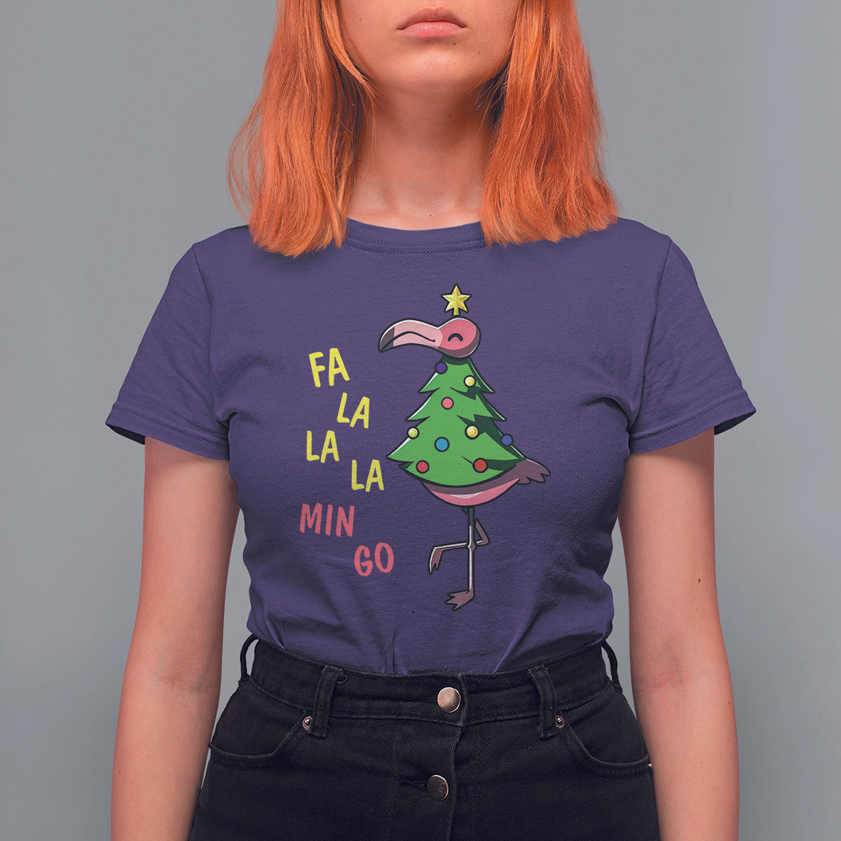 Fa La La Mingo Flamingo Hawaiian Christmas Tree T Shirt - Wonder Print Shop