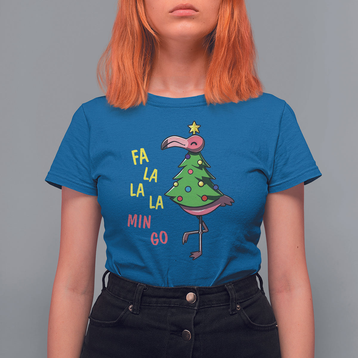 Fa La La Mingo Flamingo Hawaiian Christmas Tree T Shirt - Wonder Print Shop