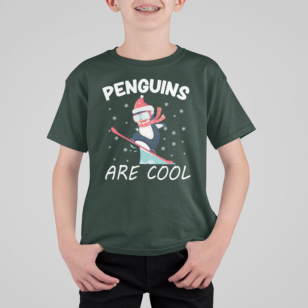 Penguins Are Cool With Snowboard Winter Xmas T Shirt For Kid - Wonder Print Shop