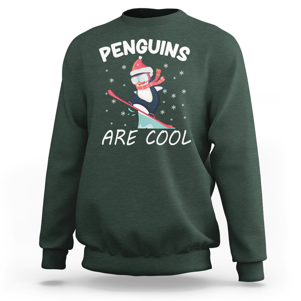 Penguins Are Cool With Snowboard Winter Xmas Sweatshirt - Wonder Print Shop