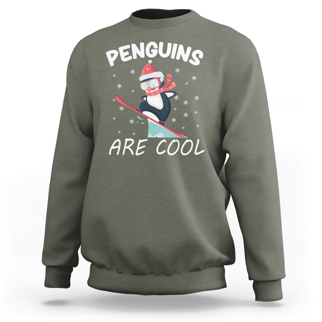 Penguins Are Cool With Snowboard Winter Xmas Sweatshirt - Wonder Print Shop