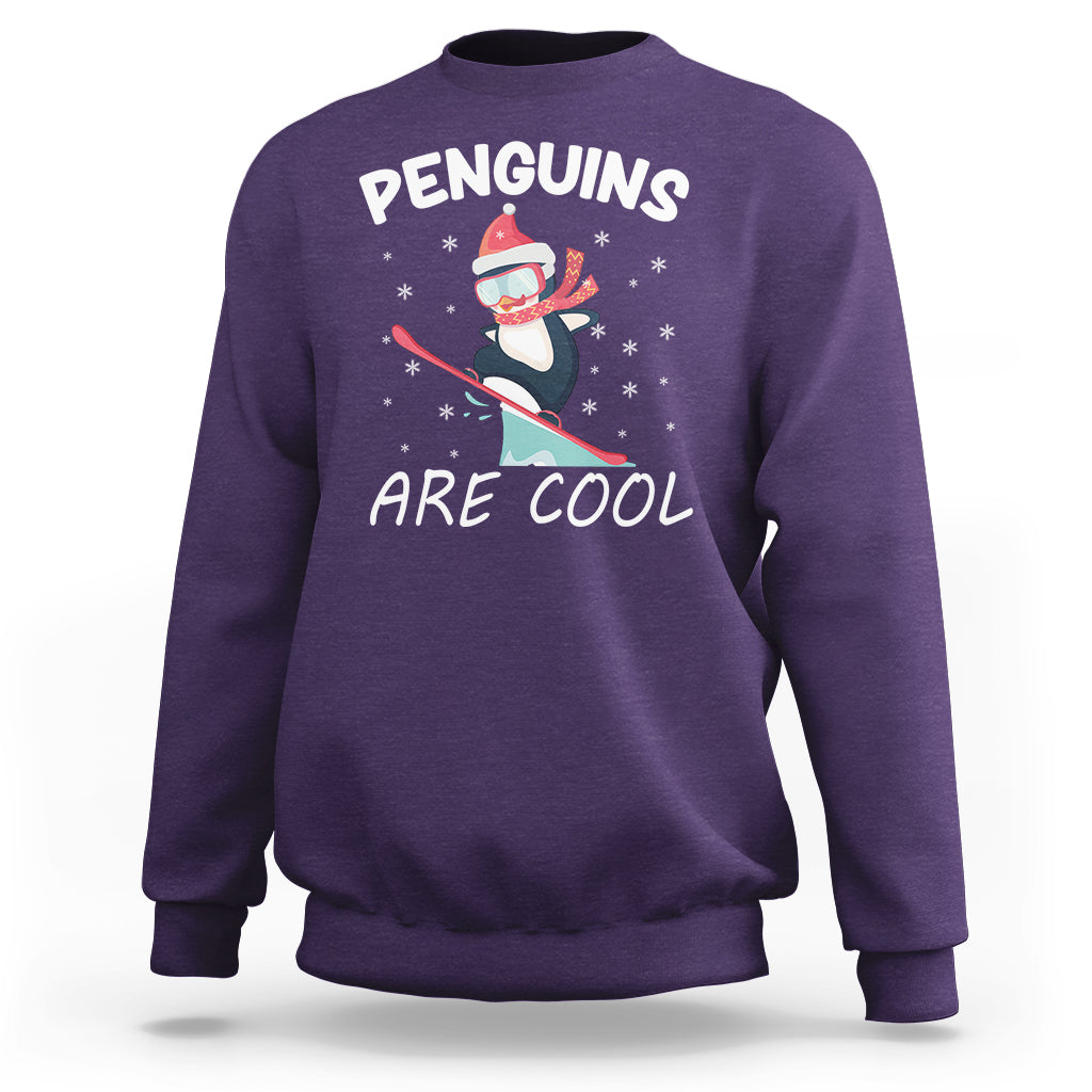 Penguins Are Cool With Snowboard Winter Xmas Sweatshirt - Wonder Print Shop