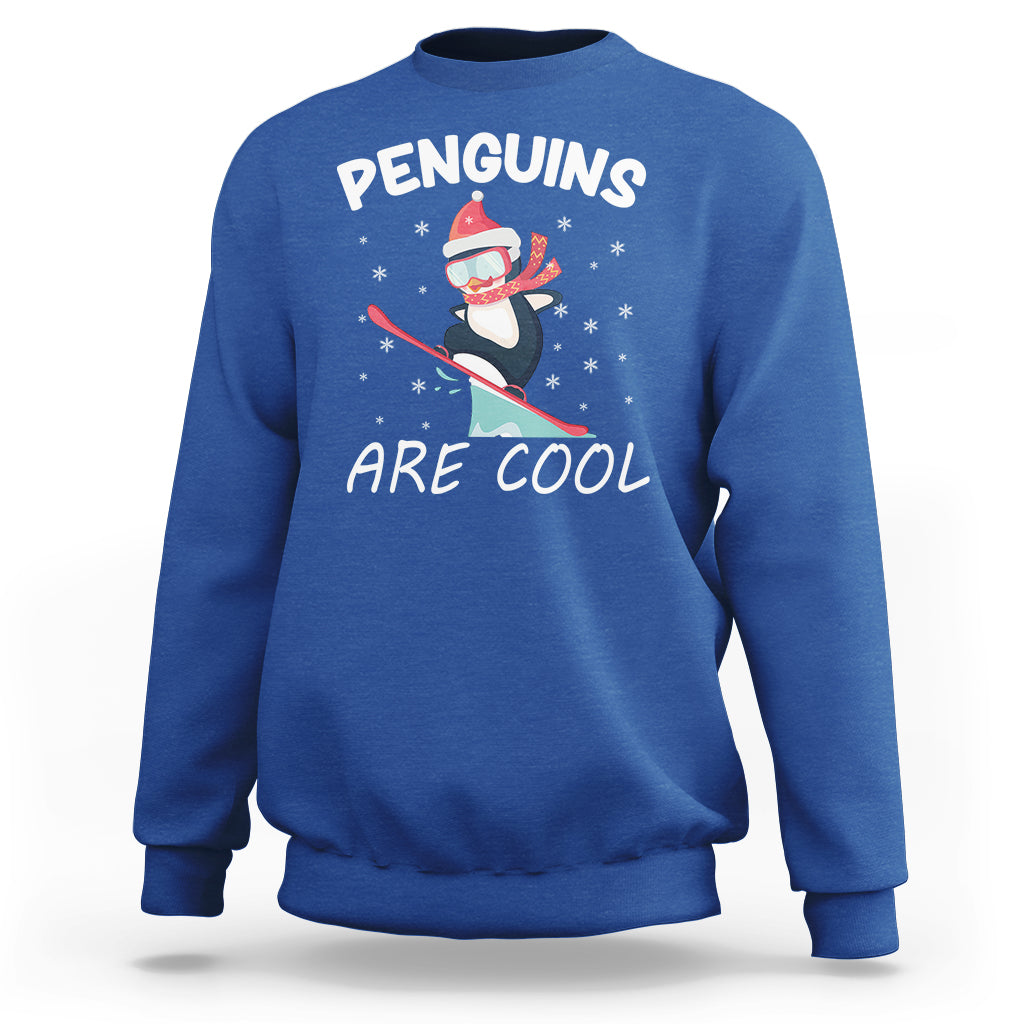 Penguins Are Cool With Snowboard Winter Xmas Sweatshirt - Wonder Print Shop