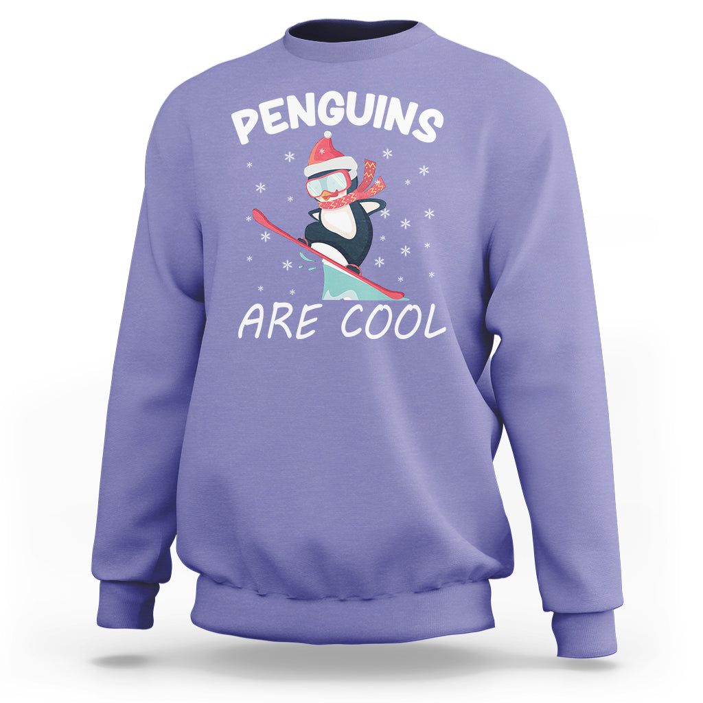 Penguins Are Cool With Snowboard Winter Xmas Sweatshirt - Wonder Print Shop