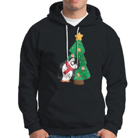 Funny Penguin With Christmas Tree Tangled Xmas Light Hoodie - Wonder Print Shop