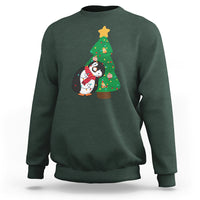 Funny Penguin With Christmas Tree Tangled Xmas Light Sweatshirt - Wonder Print Shop
