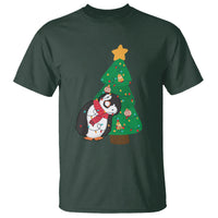 Funny Penguin With Christmas Tree Tangled Xmas Light T Shirt - Wonder Print Shop