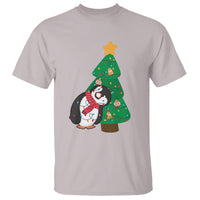 Funny Penguin With Christmas Tree Tangled Xmas Light T Shirt - Wonder Print Shop