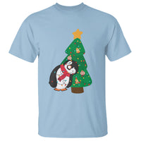 Funny Penguin With Christmas Tree Tangled Xmas Light T Shirt - Wonder Print Shop