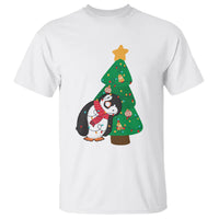 Funny Penguin With Christmas Tree Tangled Xmas Light T Shirt - Wonder Print Shop
