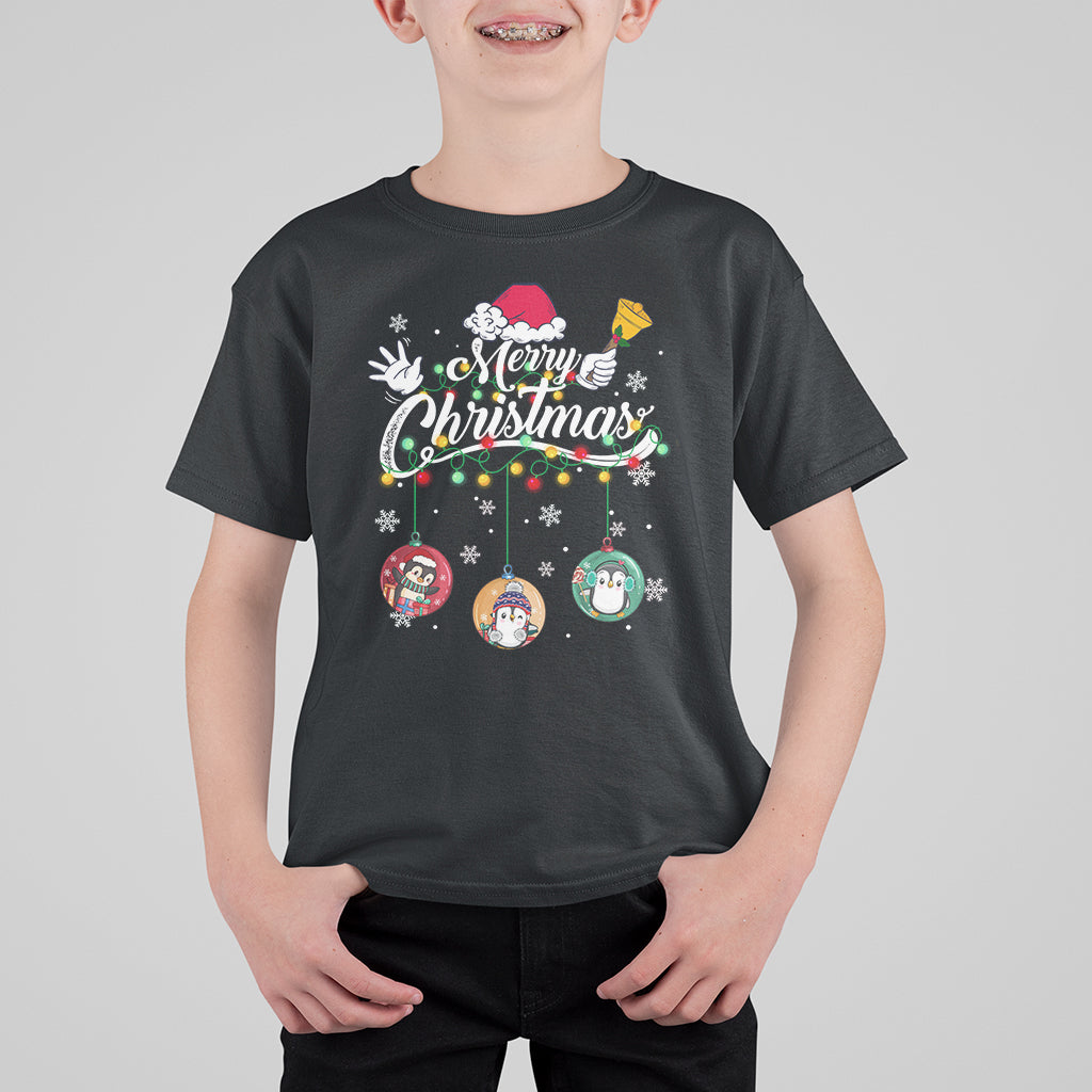 mini-penguin-with-xmas-light-ornaments-balls-merry-christmas-t-shirt-for-kid