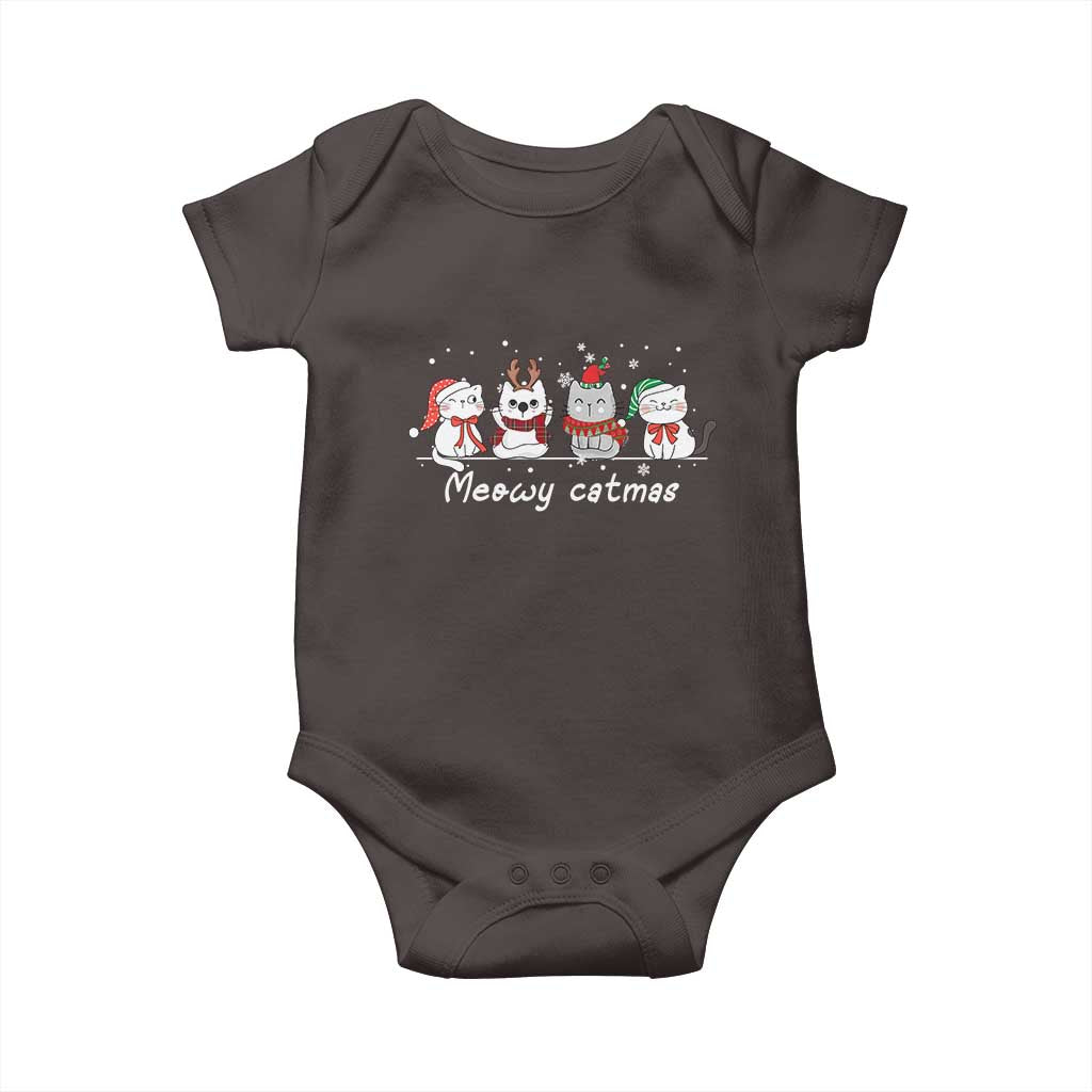 Xmas Cat Baby Onesie Meowy Catmas Cute Cat Santa Hat