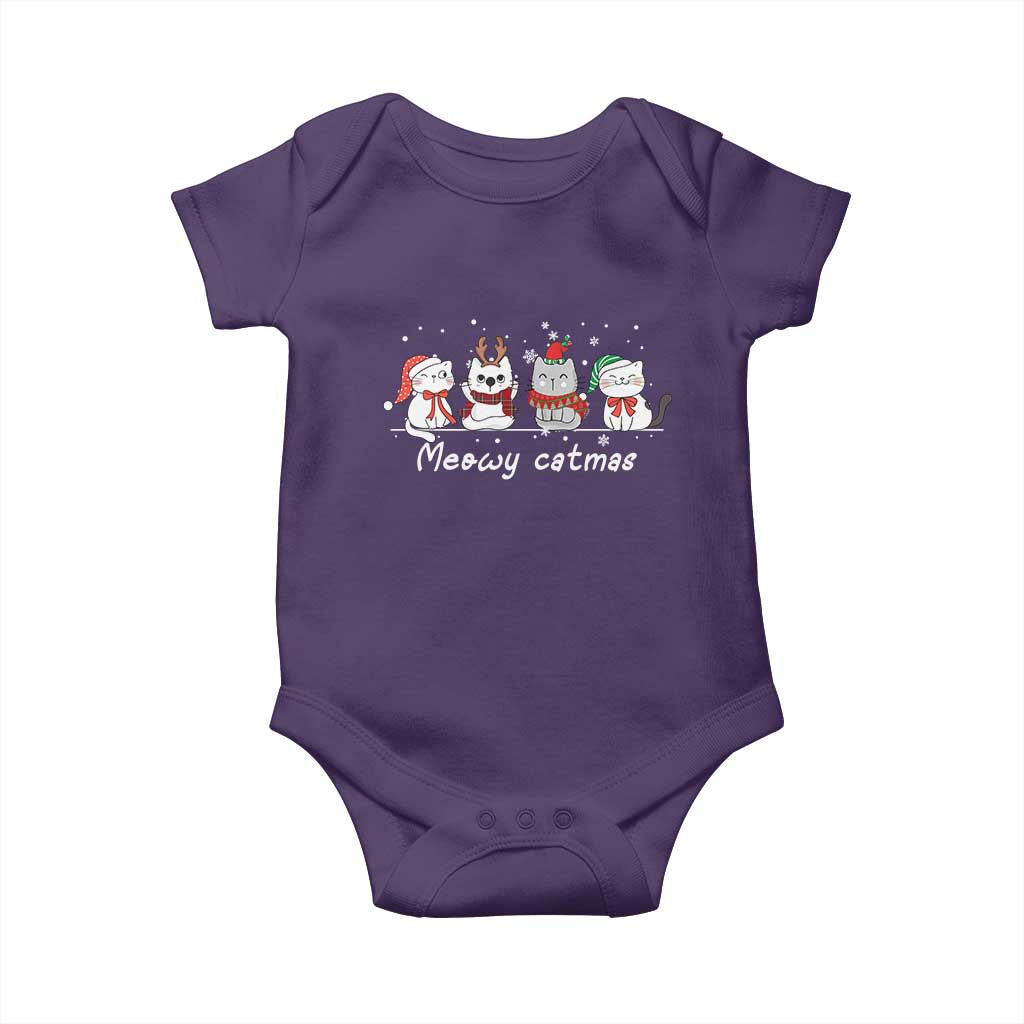 Xmas Cat Baby Onesie Meowy Catmas Cute Cat Santa Hat