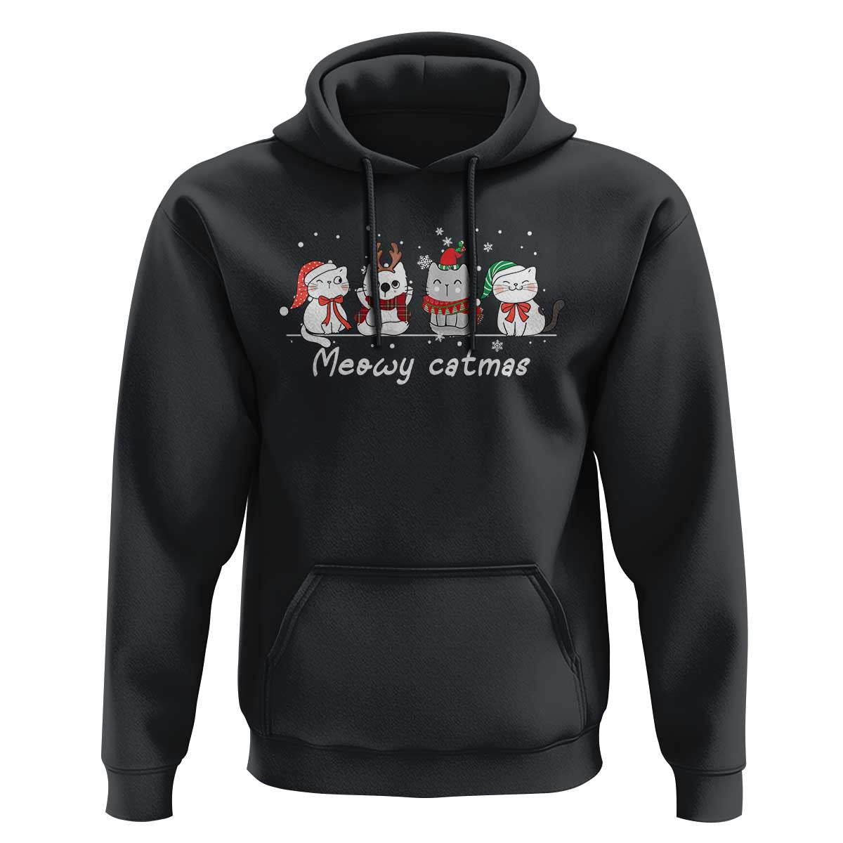 Xmas Cat Hoodie Meowy Catmas Cute Cat Santa Hat