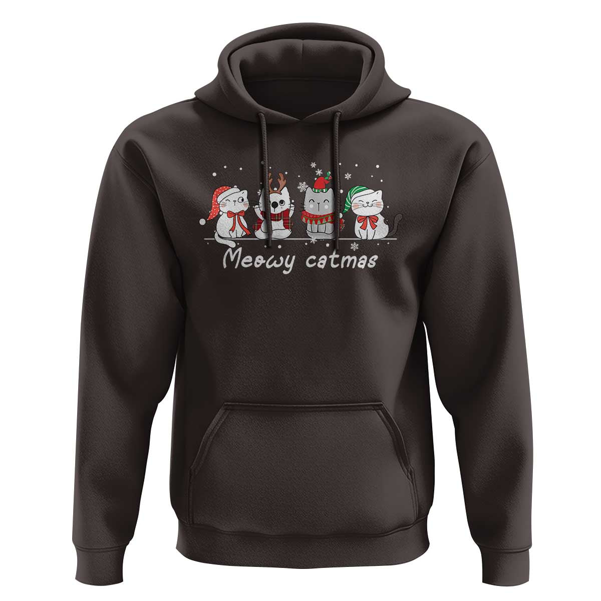 Xmas Cat Hoodie Meowy Catmas Cute Cat Santa Hat