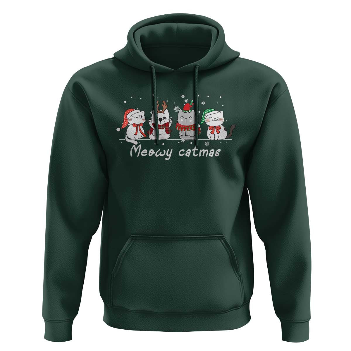 Xmas Cat Hoodie Meowy Catmas Cute Cat Santa Hat