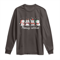 Xmas Cat Long Sleeve Shirt Meowy Catmas Cute Cat Santa Hat