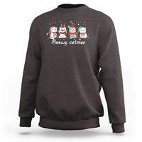 Xmas Cat Sweatshirt Meowy Catmas Cute Cat Santa Hat - Wonder Print Shop