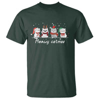 Xmas Cat T Shirt Meowy Catmas Cute Cat Santa Hat - Wonder Print Shop