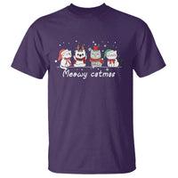 Xmas Cat T Shirt Meowy Catmas Cute Cat Santa Hat - Wonder Print Shop