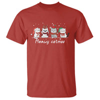 Xmas Cat T Shirt Meowy Catmas Cute Cat Santa Hat - Wonder Print Shop