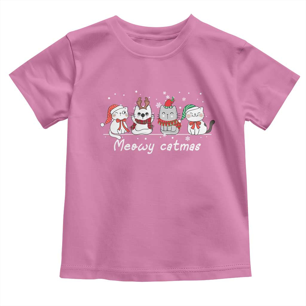 Xmas Cat Toddler T Shirt Meowy Catmas Cute Cat Santa Hat