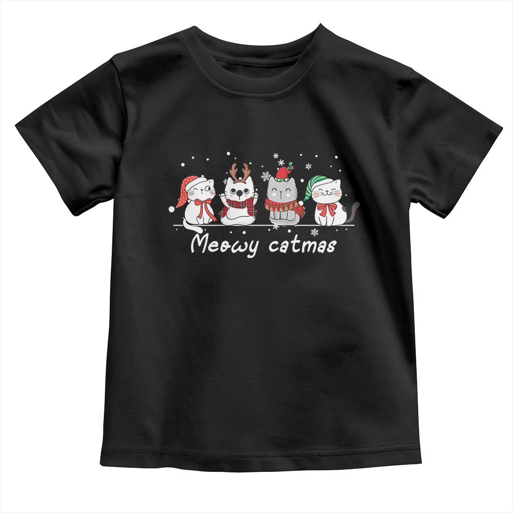 Xmas Cat Toddler T Shirt Meowy Catmas Cute Cat Santa Hat