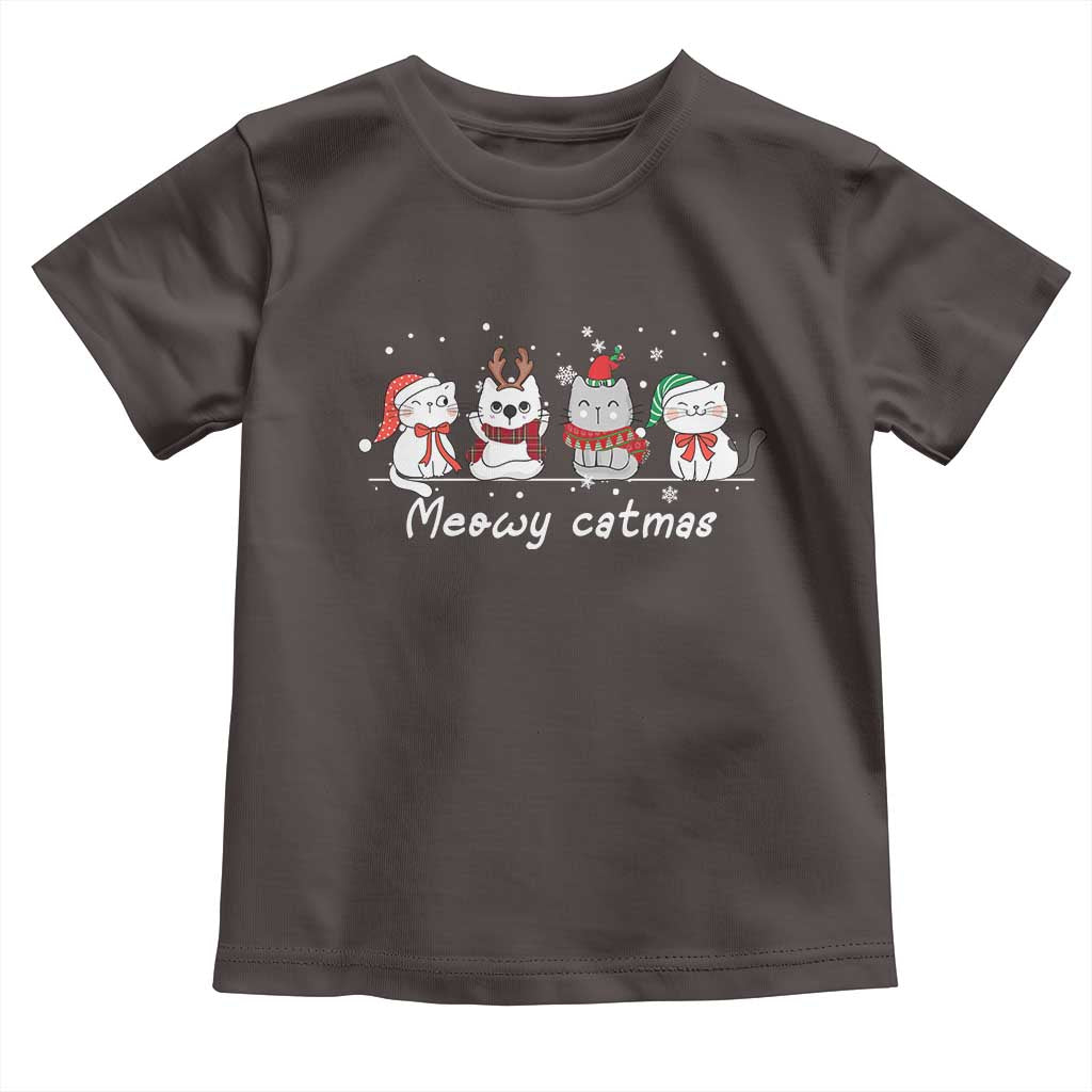 Xmas Cat Toddler T Shirt Meowy Catmas Cute Cat Santa Hat